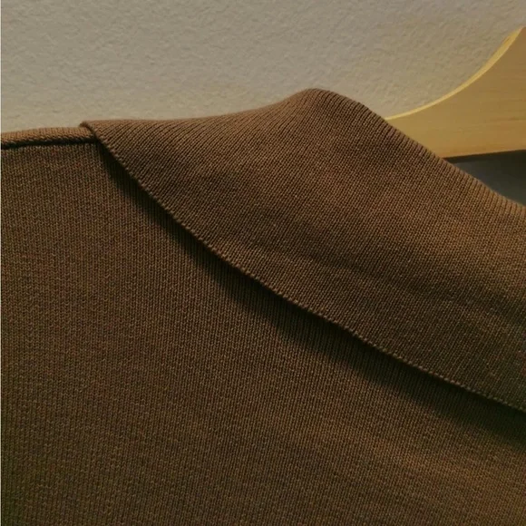 Brown Polo Shirt with Relaxed Fit and Textured Fabric - Picture 4 of 13